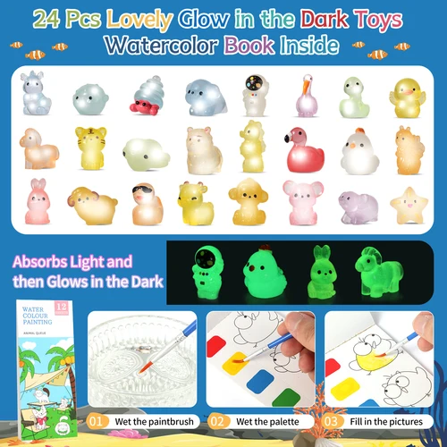 Imagen 2 del producto Bombas de baño para niños con juguete en el interior, 24 bombas de baño de burbujas naturales y orgánicas con sorpresa que brilla en la oscuridad en el interior