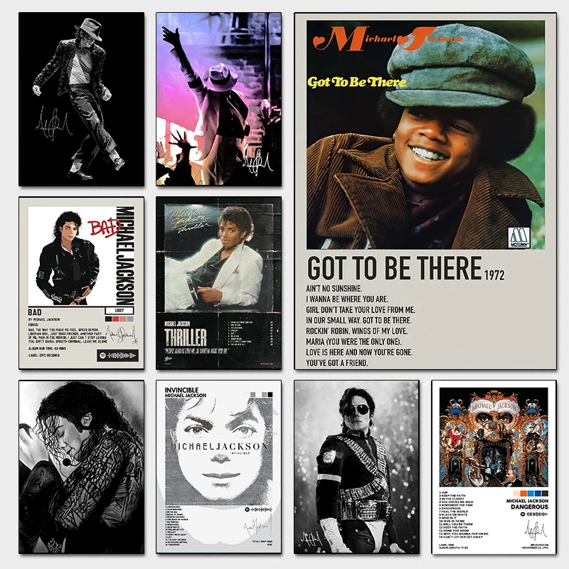 Popular Singer Michael Jackson Portrait Poster Moonwalk Photography Modern Prints Canvas Wall Art Picture Home Living Room Decor