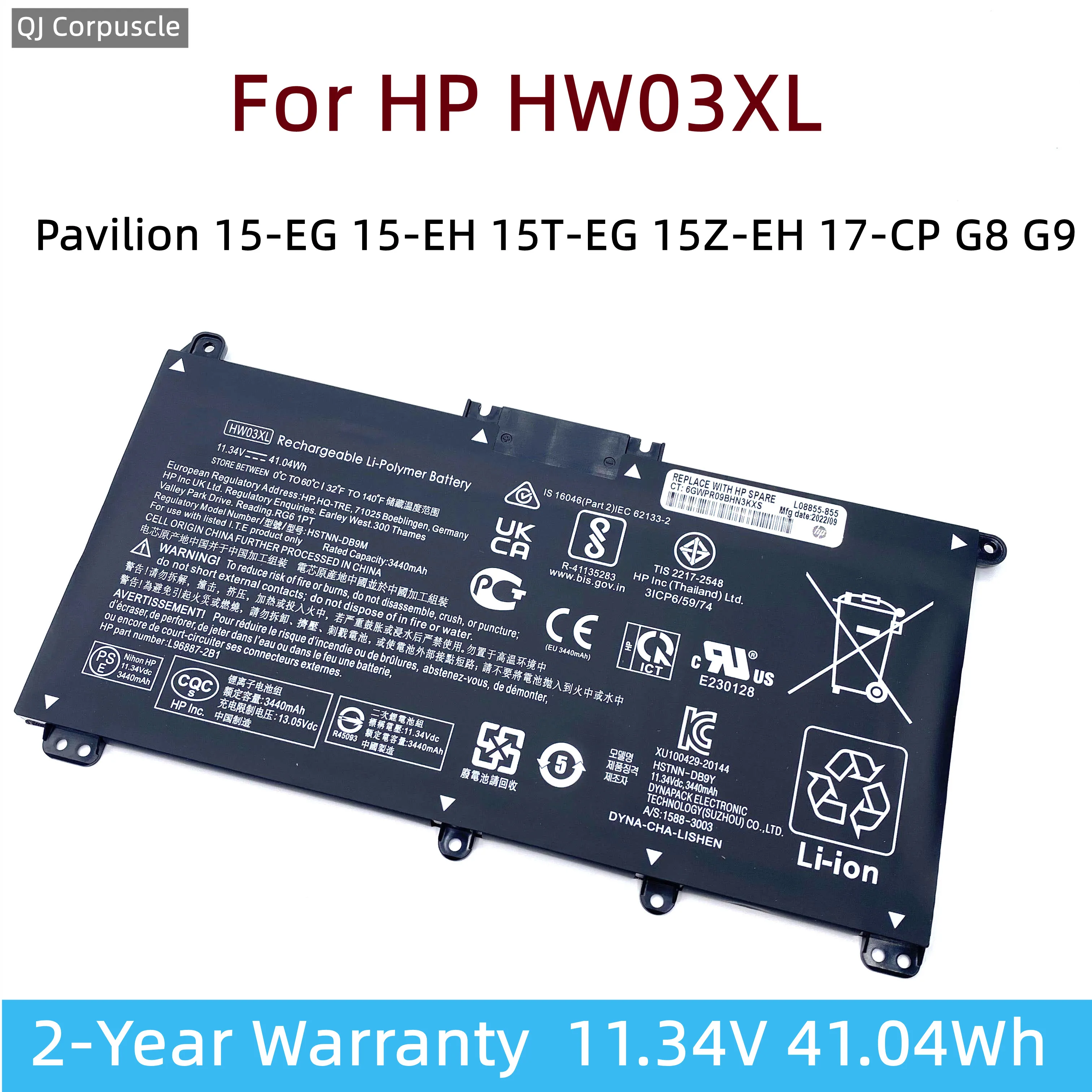 Originele Hw03xl Laptopbatterij 3440Mah Voor Hp Paviljoen 15-eg 15-Eh 15T-Eg 15z-eh 17-cp G8 G9 HSTNN-IB90 HSTNN-LB8U L97300-005