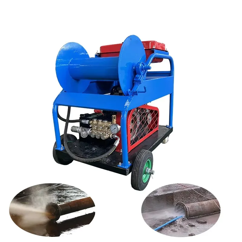 Sewer Pipe Jetting Machine 24HP 180bar 50L/min Engine Surface Cleaning High Pressure Water Jet Cleaning Machine
