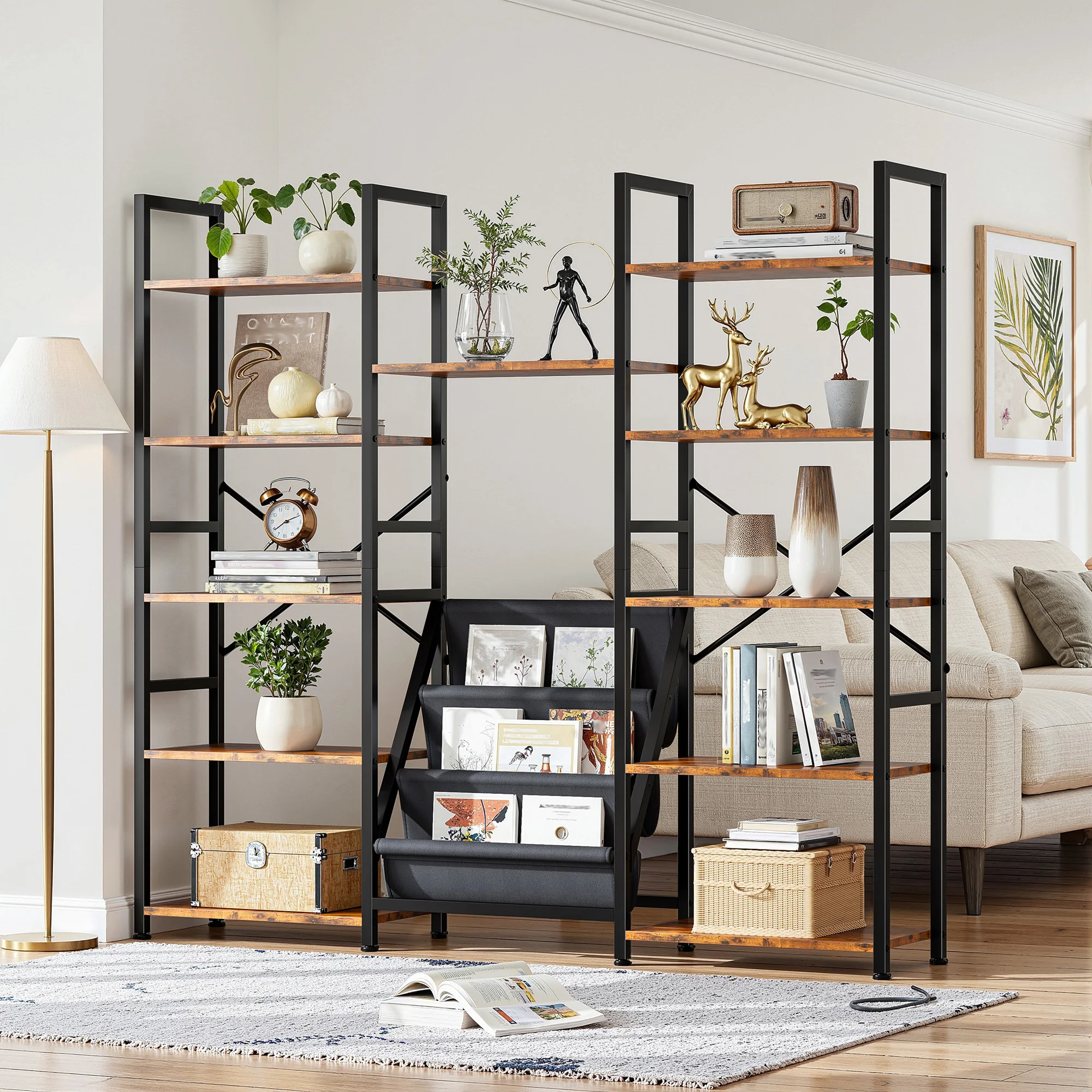5-layer Oversized Variable Form Bookshelf, Plant Shelf Bookcase With Open Display For Living Room & Office