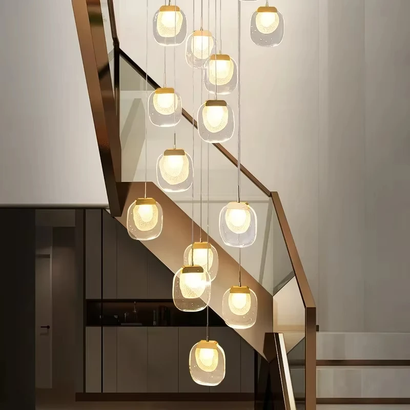 

Modern Crystal LED Ceiling Chandelier for Living Room Staircase Long Home Decor Luxury Hallway Gold Silver Hanging Lamp Fixtures
