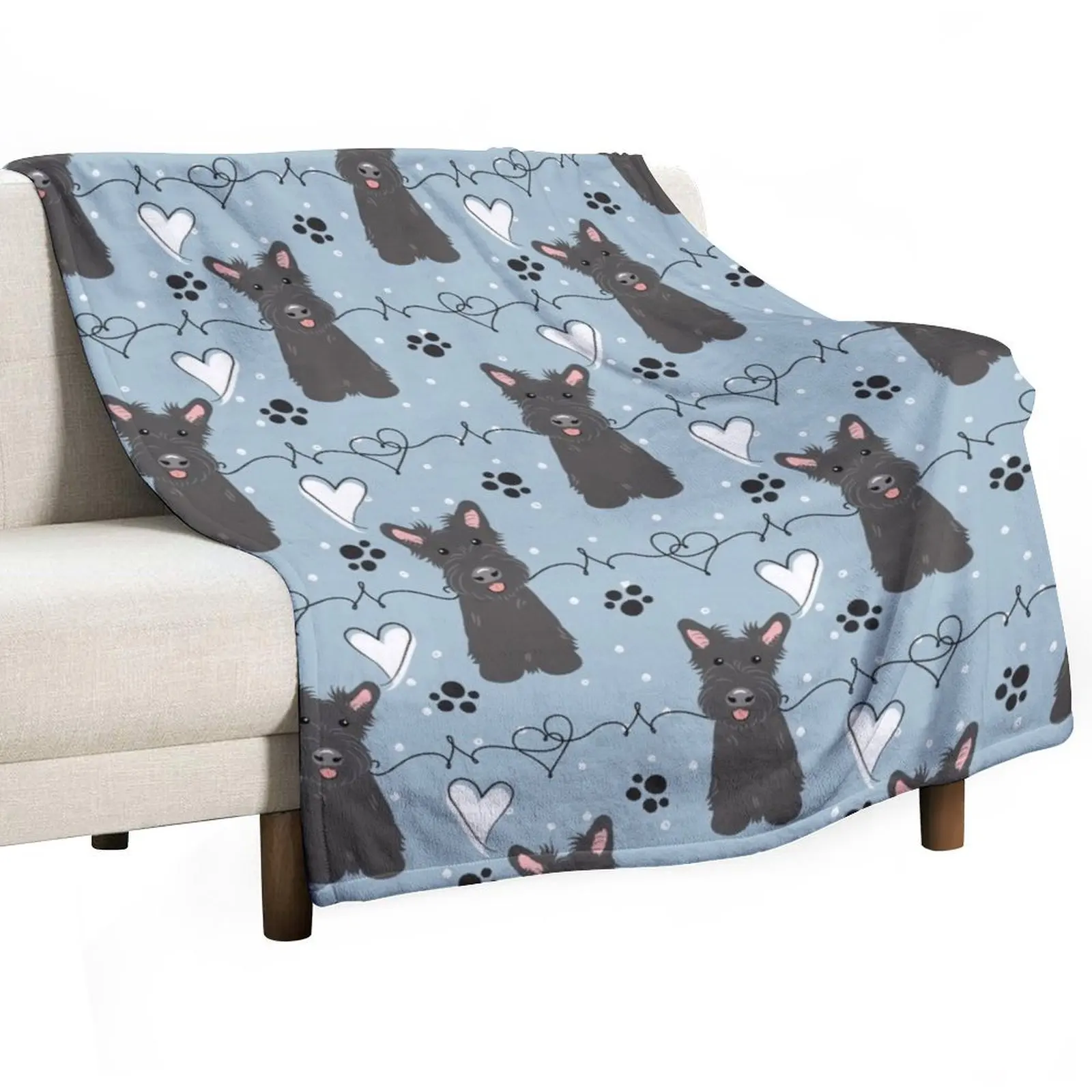 LOVE Black Scottish Terrier Throw Blanket Single decorative wednesday Blankets