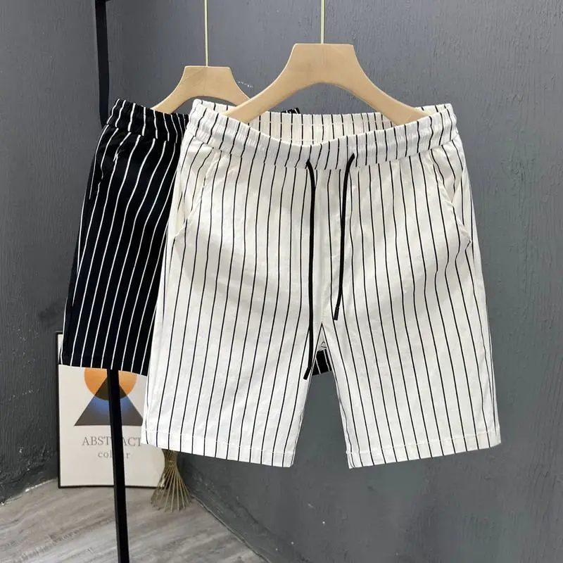 

Summer Ice Silk Thin Qui Dry Stripe Four-Quarter orts Мужские корейские шорты Slim Fit Busin Outdoor Five-Quarter Beach orts