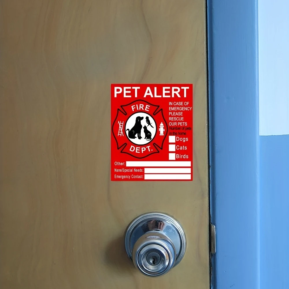 Pet Inside Sticker - 4pcs Alarm Safety Fire Rescue Sticker Stickers - Save Our Cat/Dog Pets In a Fire Emergency