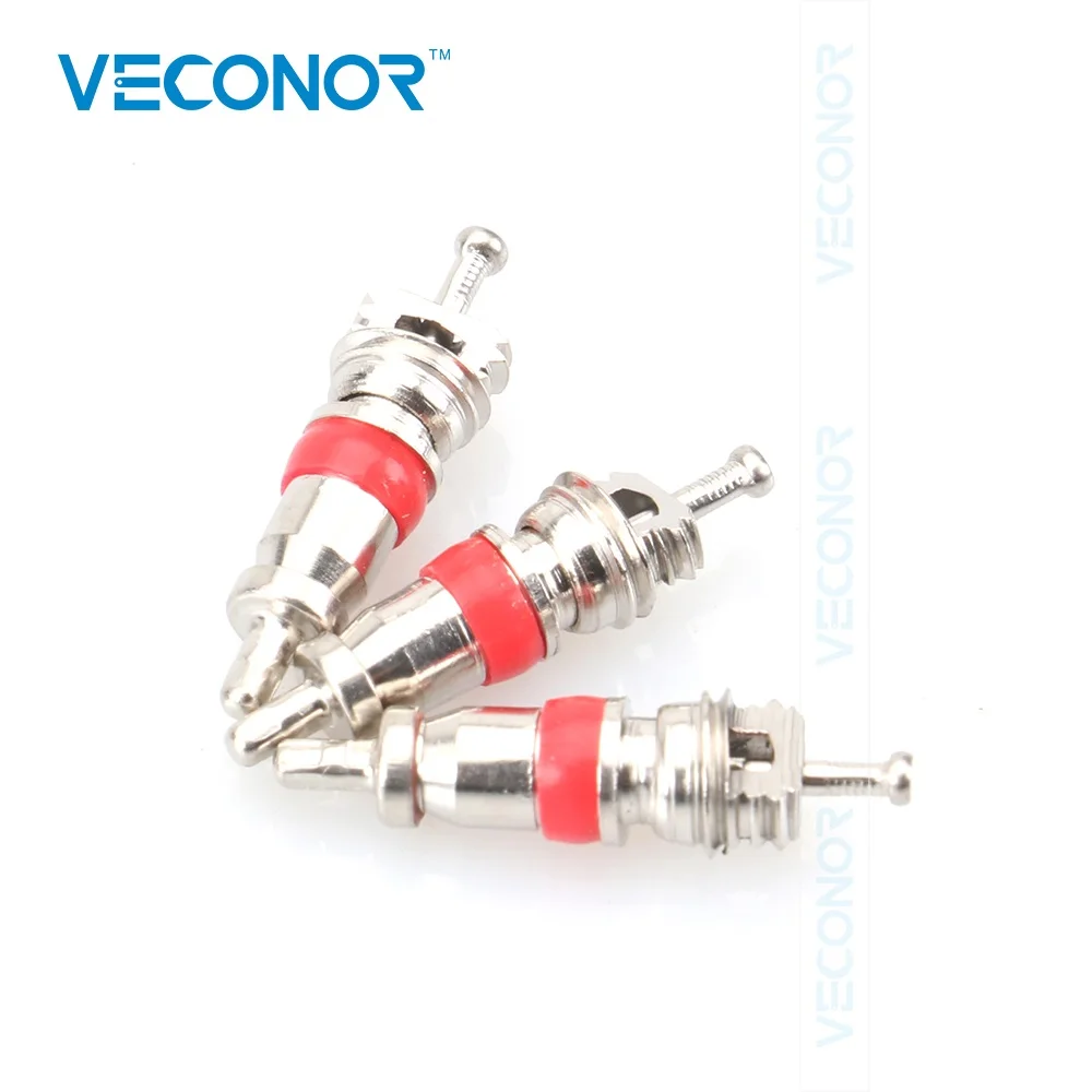 Veconor 1000Pcs Metal Silver Tone Red Car Truck Tire Tyre Valve Stem Core Replacement Part Zinc Plated Surface