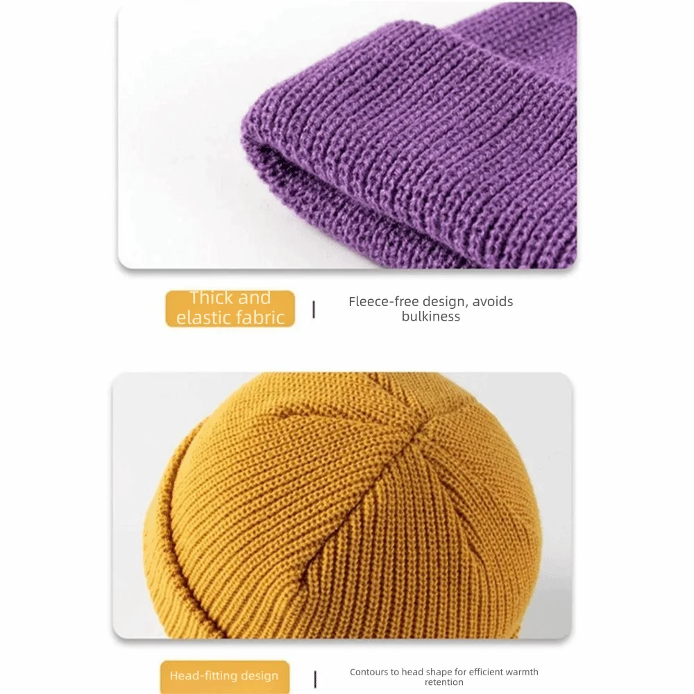 Fashion Elastic Knitted Woolen Cap Windproof Solid Color Ear Protection Hat Keep Warm Thickened Winter Bomber Cap for Women