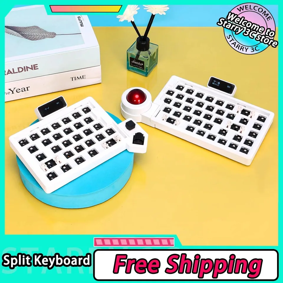 オフセットキー分割キーボード、トラックボール付きデュアルモード有線