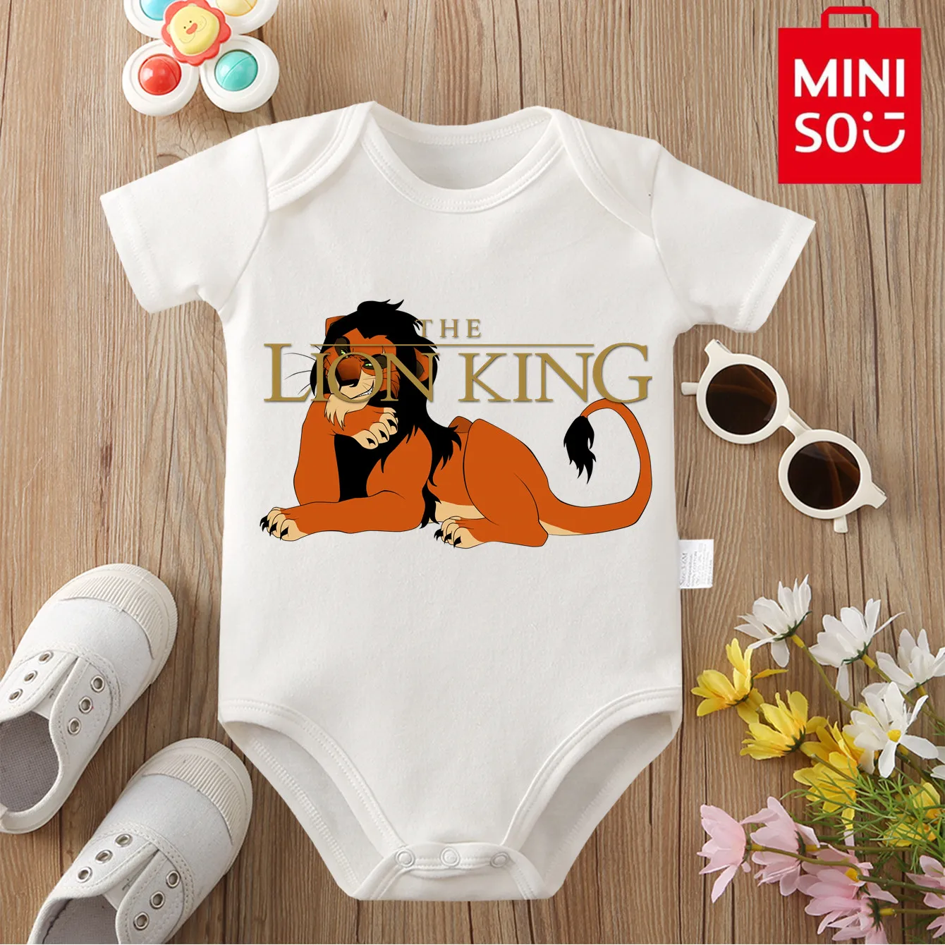 

MINISO LionKing/Simba Print 100% Cotton Bodysuit Soft Baby Cloths Best Gift for Baby Onesie Jumpsuit for 0 To 12 Months Newborn