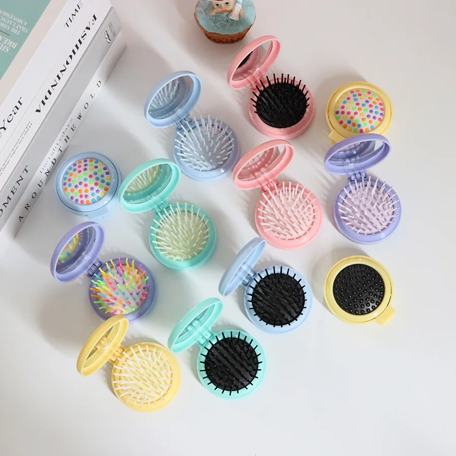 Folding Airbag Small Comb With Makeup Mirror DIY Cute Kawaii Girl Air Cushion Head Massage Combing Mirror Integrated Wholesale