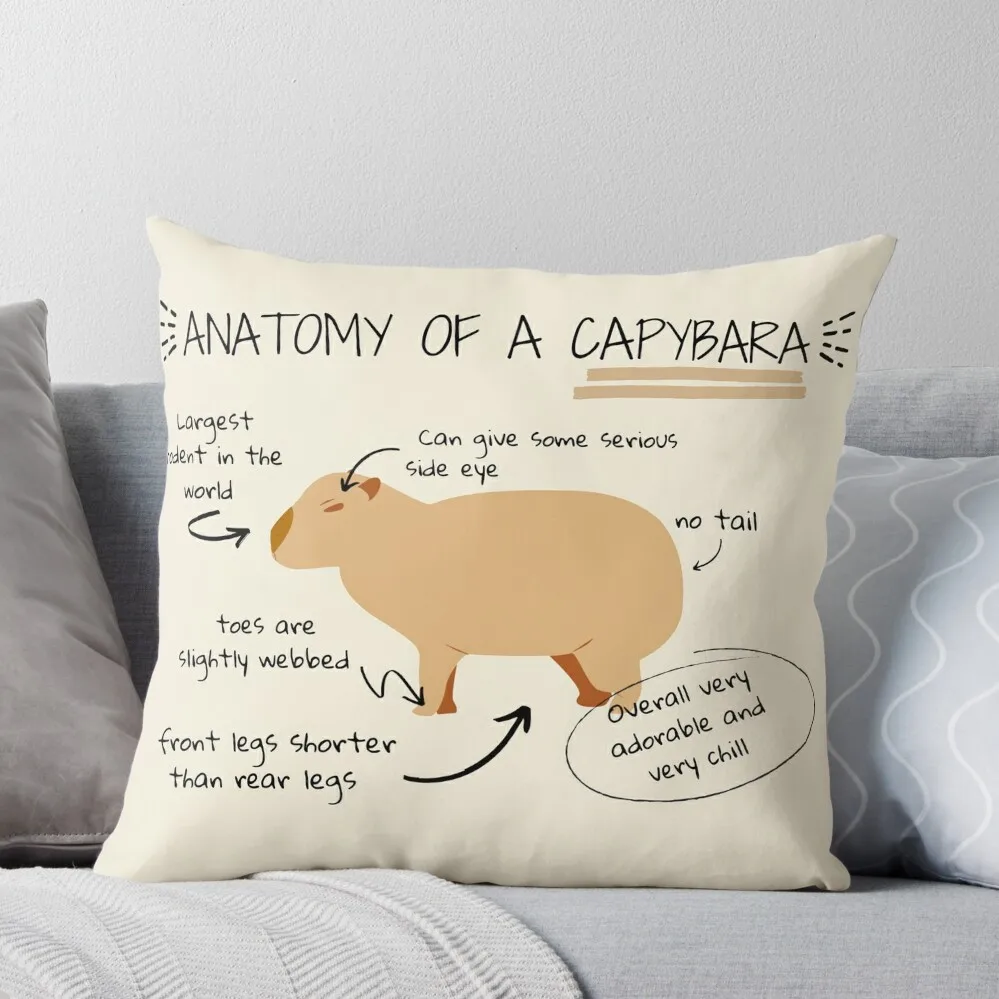 

Anatomy of a capybara Throw Pillow Anime Pillow Cases Decorative ornamental pillows