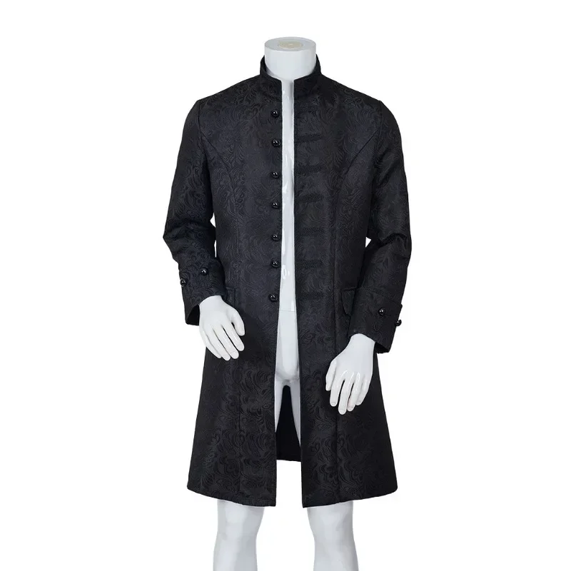 Formal Jacket Coat Victorian Colonial Costume Autumn Men Child Boys Vintage Trench Long Tailcoat  Stand Collar Halloween Outfit