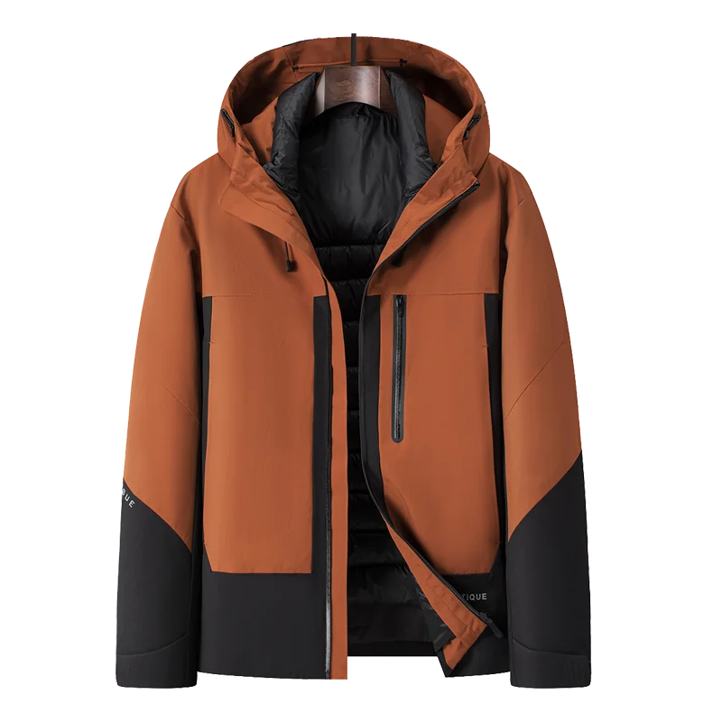Casual Hooded Outdoor Jackets Detachable 90% White Duck Down Liner 2025 Winter Men's Warm Puffer Coat Windproof Padded Top Parka