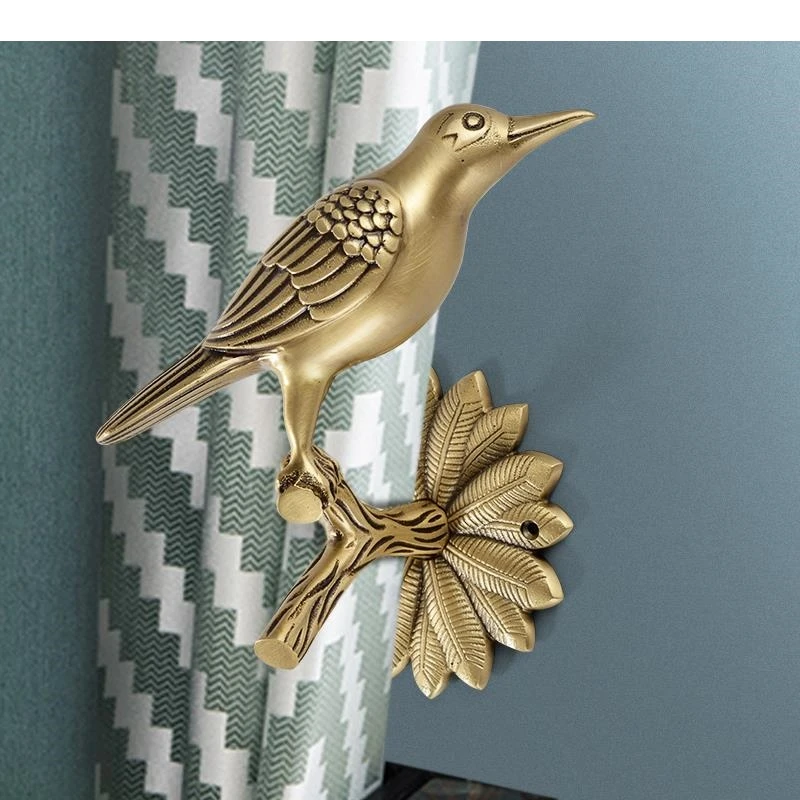 European Style Luxury Birdie Brass Decorative Curtain Block Hook Tieback Hooks Golden Living Room Decoration Accessories