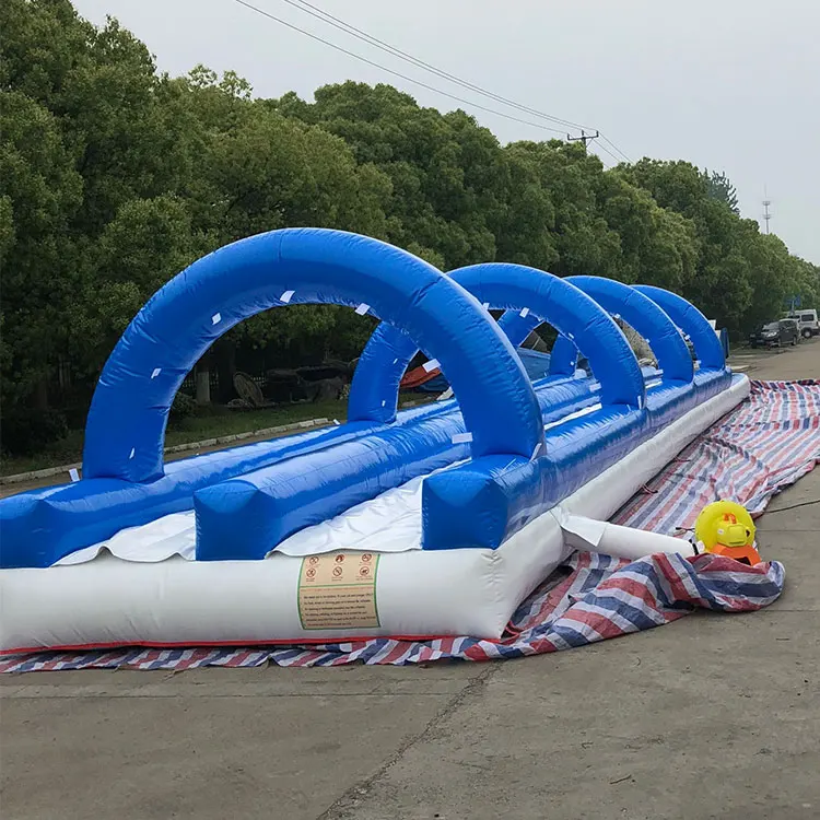 

Тематическая большая длинная сине-белая надувная горка N с бассейном