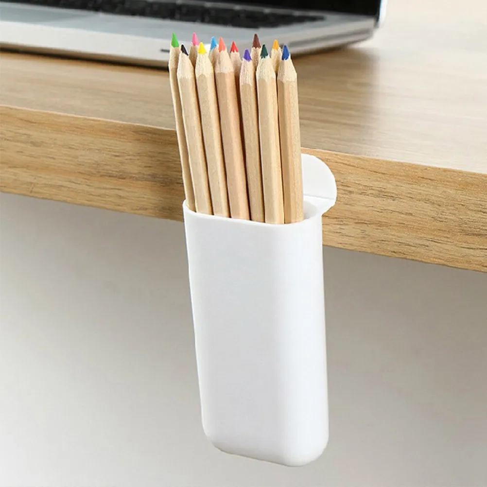 4Pcs Desk Adhesive Pen Holder Monitor Side Pencil Organizer Desktop Organizer with Strong Stickiness No Residue Removable Pen