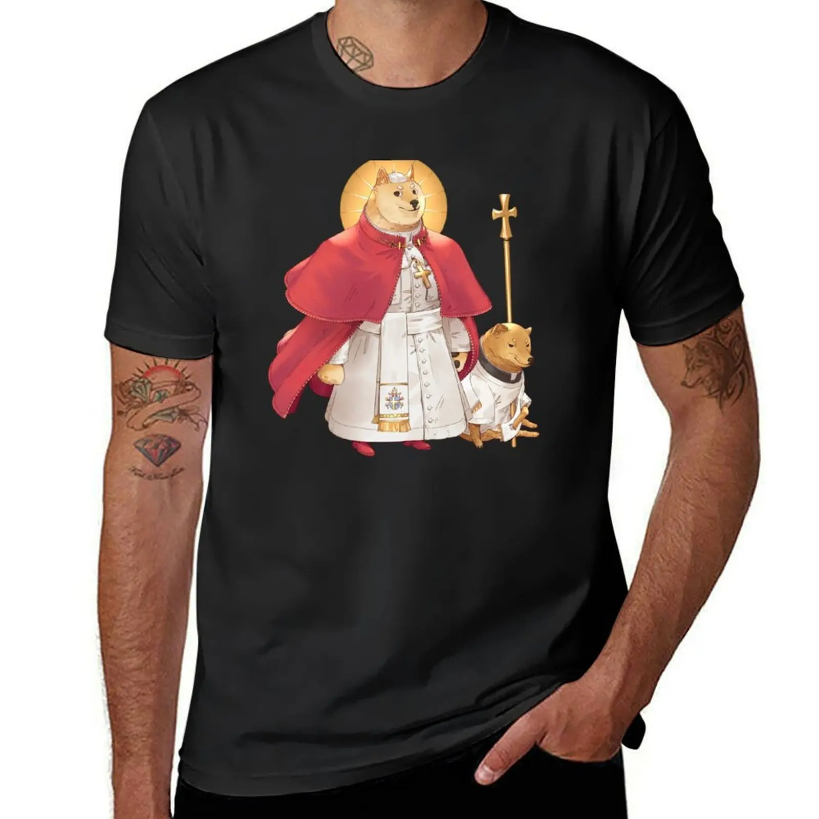 Pope John Paul II Doge T-Shirt plain quick-drying oversizeds oversized t shirts for men