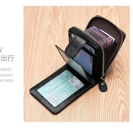 Titular do cartão de identificação de crédito fino moda couro pequena carteira com bolso de moedas feminino torre fivela saco de dinheiro caso masculino bolsa de negócios