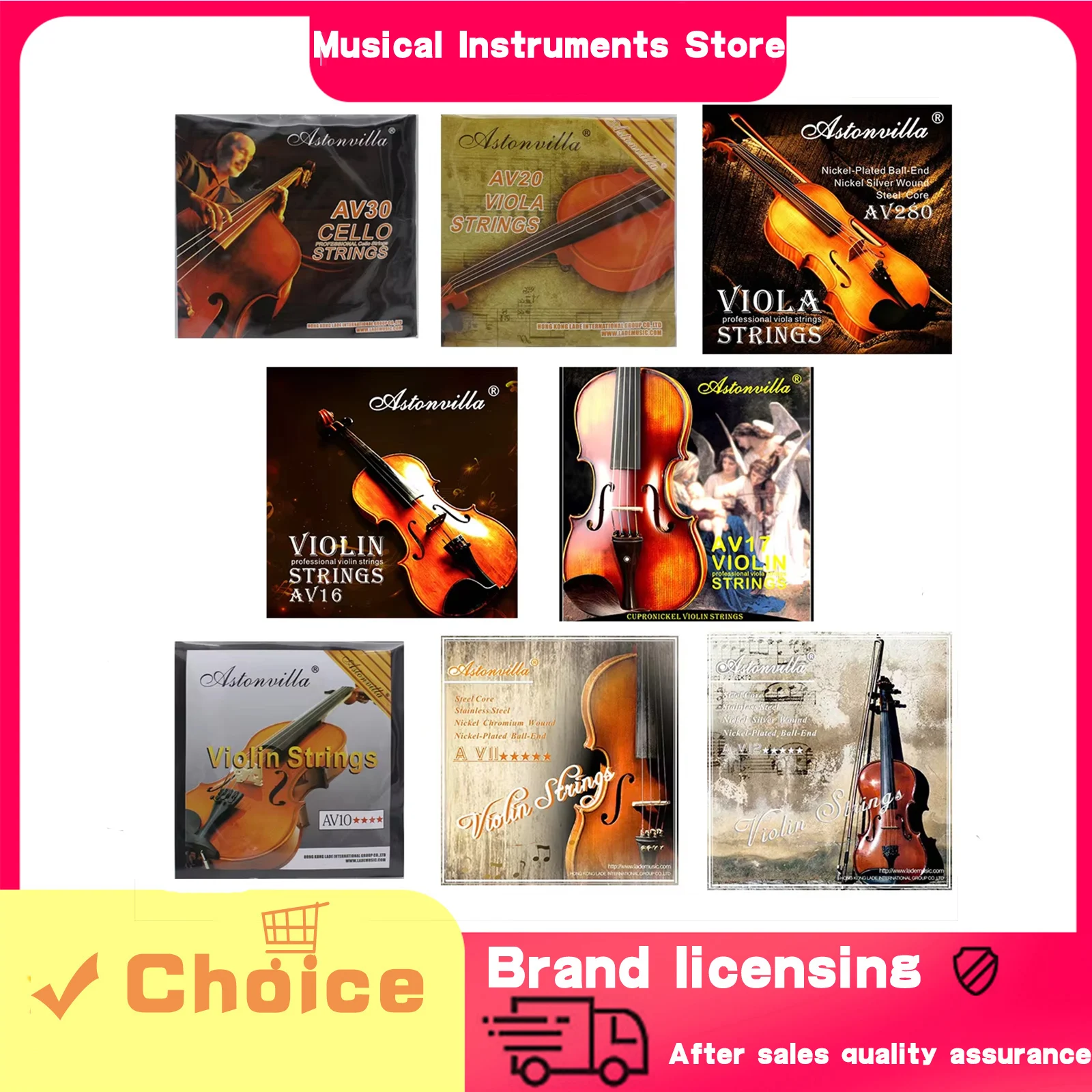 Astonvilla Professional Violin Viola Cello Strings (E-A-D-G) Multiple Colors Nickel Silver Wound for 4/4 3/4 1/2 1/4 Violin Part