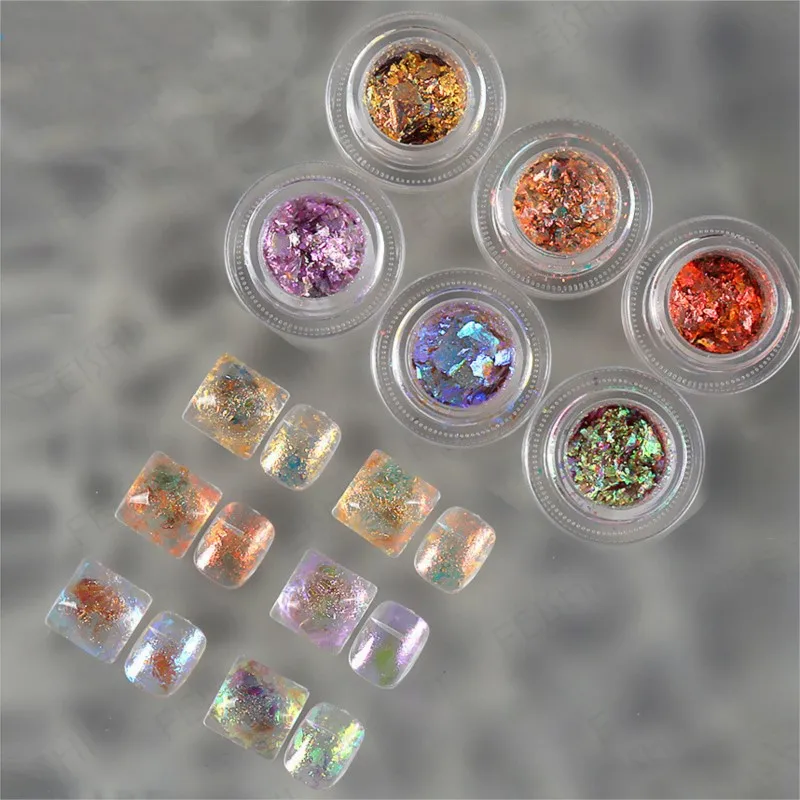 

1Box Icy Aurora Nail Art Glitters Ultra-Thin Opal High Flashing Glitters Flakes Irregular Ice Crystal Spangles Nails Art Sequins