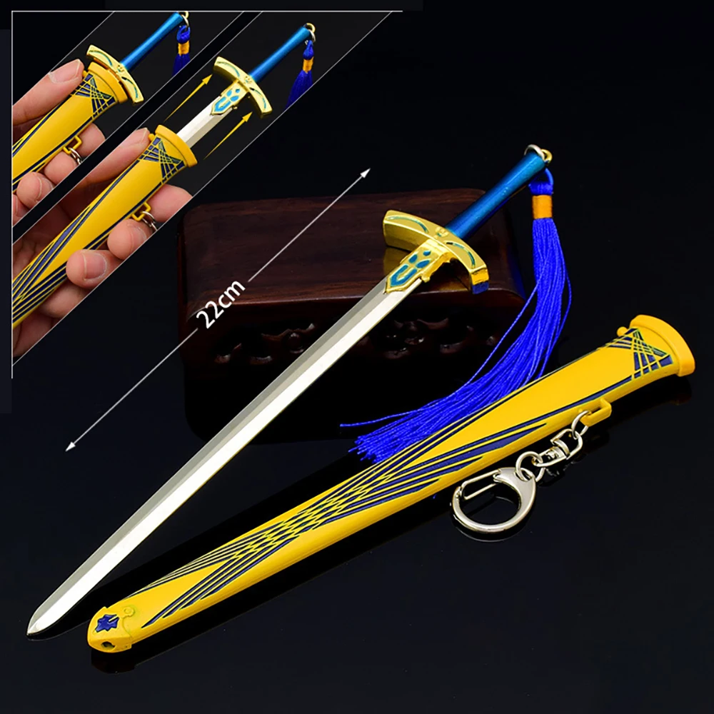 Fate/stay Night Weapon Arthur Pendragon Excalibur Sword Model Keychain 22cm Samurai Royal Japanese Katana Gifts Toys for Boys