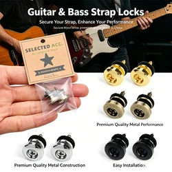 448C Guitar Strap Buttons Guitar Strap End Pins with Mounting Screws & Felts Cushions