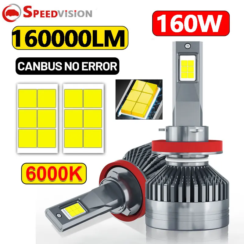 

160W H3 LED H7 H11 H4 K5C 160000LM H8 H1 12PCS 3750 CSP HB3 9005 HB4 9006 9012 HIR2 H9 Turbo 6000K STG PTF Auto Car Lamp Canbus