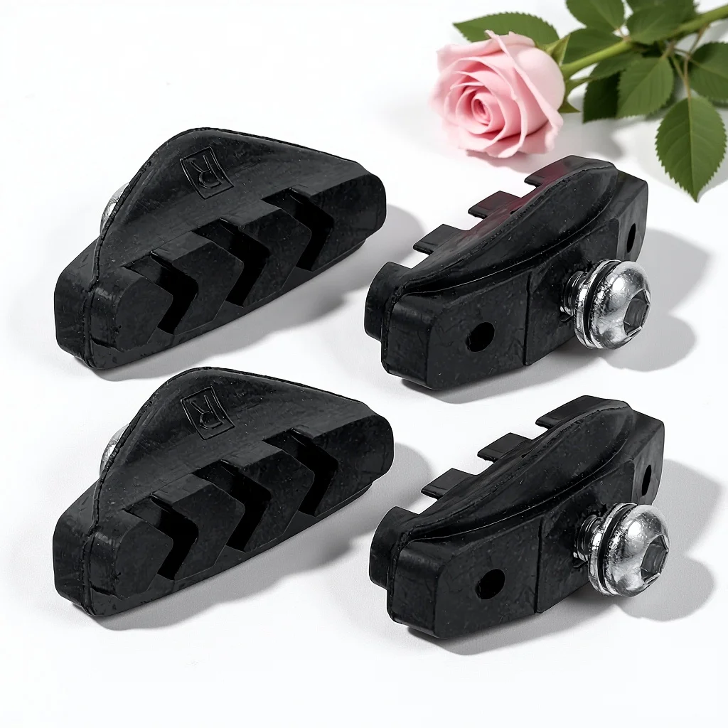 

2 Pairs Road Bike Brake Pads Replacement C Brake Blocks Set for Bicycle Black Rubber Shoes Holder Kit