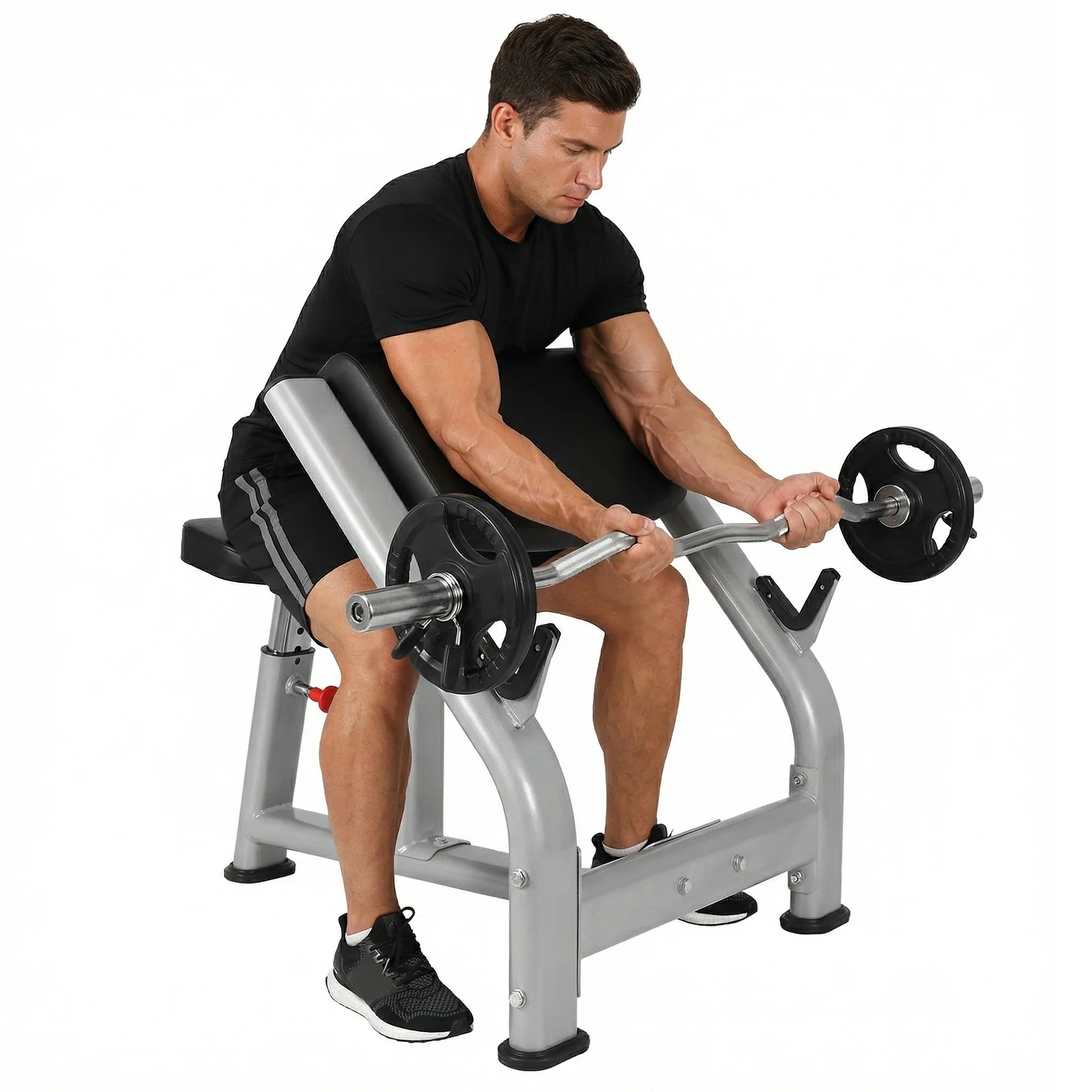 

Тренажер Preacher Curl с регулируемым сиденьем, станция для бицепсов с изолированным сиденьем для штанг и гантелей, для домашнего спортзала