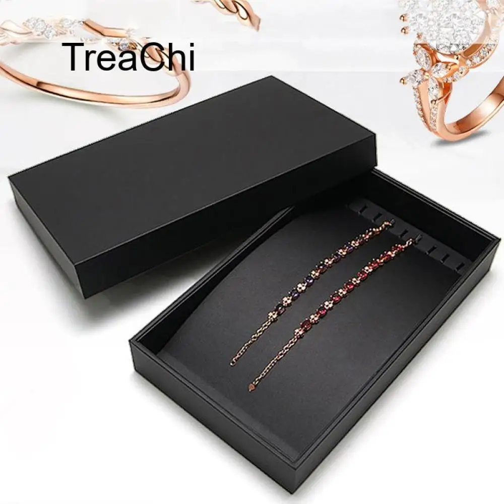 Black PU Leather Rectangular Jewelry Tray with Dust Cover for Rings Earrings Necklaces and Pendants Suitable for Jewelry Stores