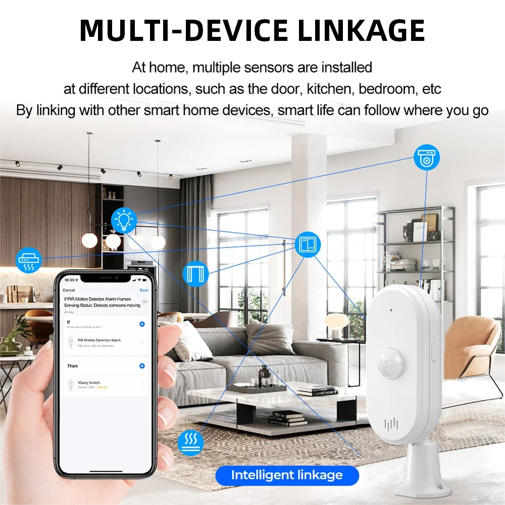 ONENUO Tuya WiFi Security Burglar Alarm Infrared Movement Human  PIR Motion Sensors Detector Smart Life PIR Home Security