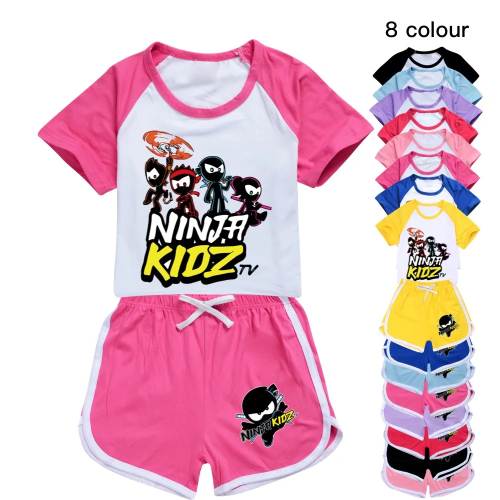 

NINJA KIDZ T-shirts Girls Boys Summer Clothing Sets Kids Sports Tshirt Pants 2pcs Set Baby Clothes Comfortable Outfits Pyjamas