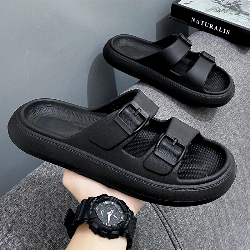 Couple Platform Cloud Slippers Non Slip Sliders Fashion Buckle Soft Sole EVA Slides Sandals 2023 Men Women\'s Home Slippers