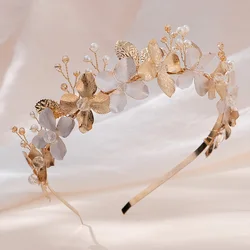 Alloy Flower And Leaf Hair Bands  New Handmade Bridal Head Bands Bride Wedding Prom Birthday Party Mori Headpieces