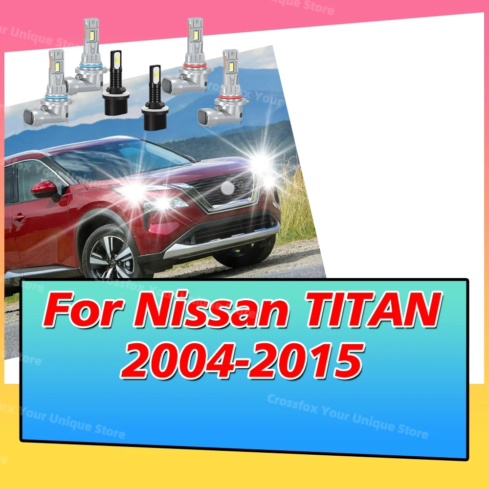 2/6x LED Headlight Bulbs 6000K Fog Lamps 12V Plug&Play For Nissan TITAN 2004 2005 2006 2007 2008 2009-2015 High Low Beam 30000LM