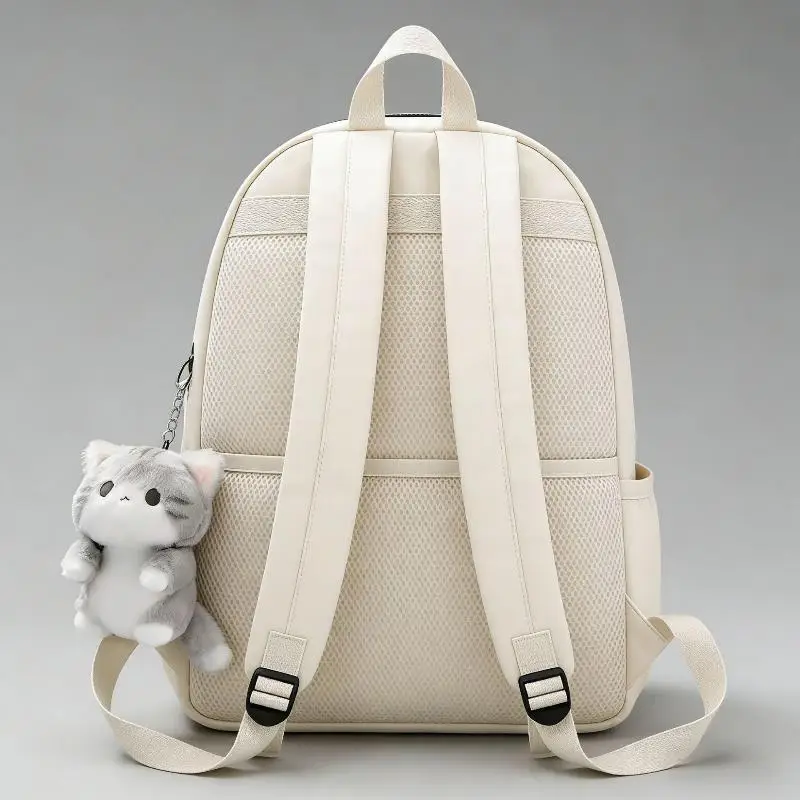 Cute Grey Cat Plush Keychain Soft Fluffy Kawaii Bag Charm for Backpack Decor Graduation Souvenir Gifts