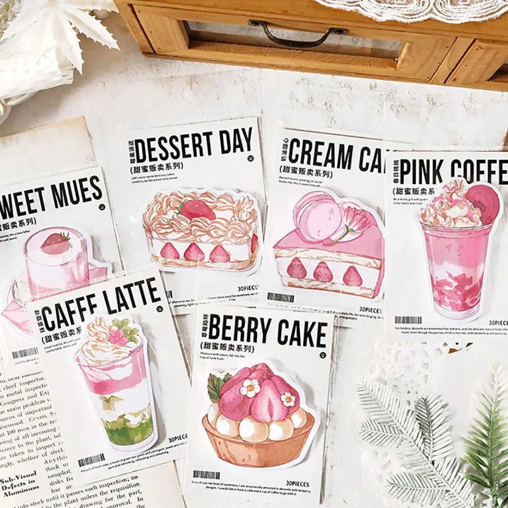 30Sheets Portable Desserts Sticky Notes 30Sheets Cartoon Notepad Stationery Memo Pad