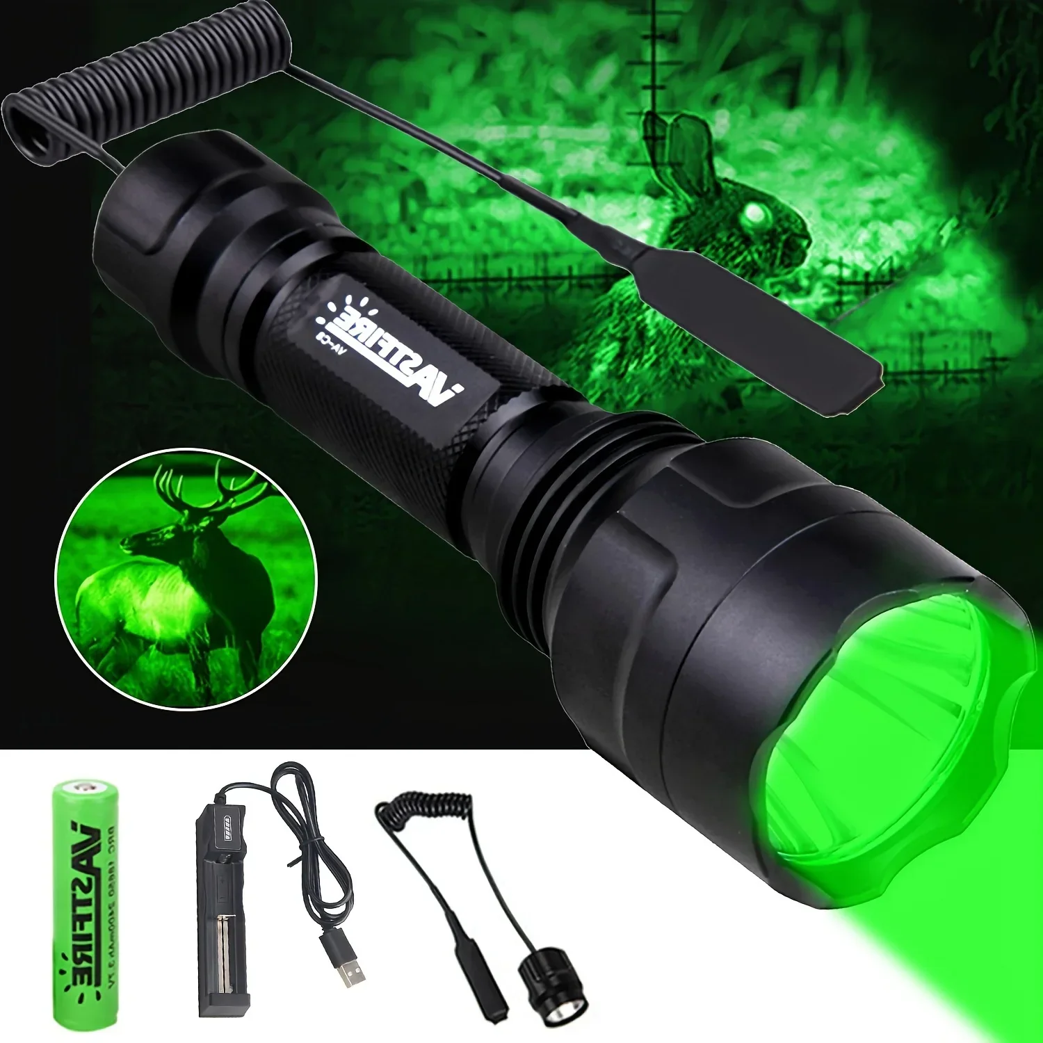 350 Yard Flashlight Red/White/Green Light with Remote Switch Ultra Effective Torch for Night Hunting Camping Tactical Lantern