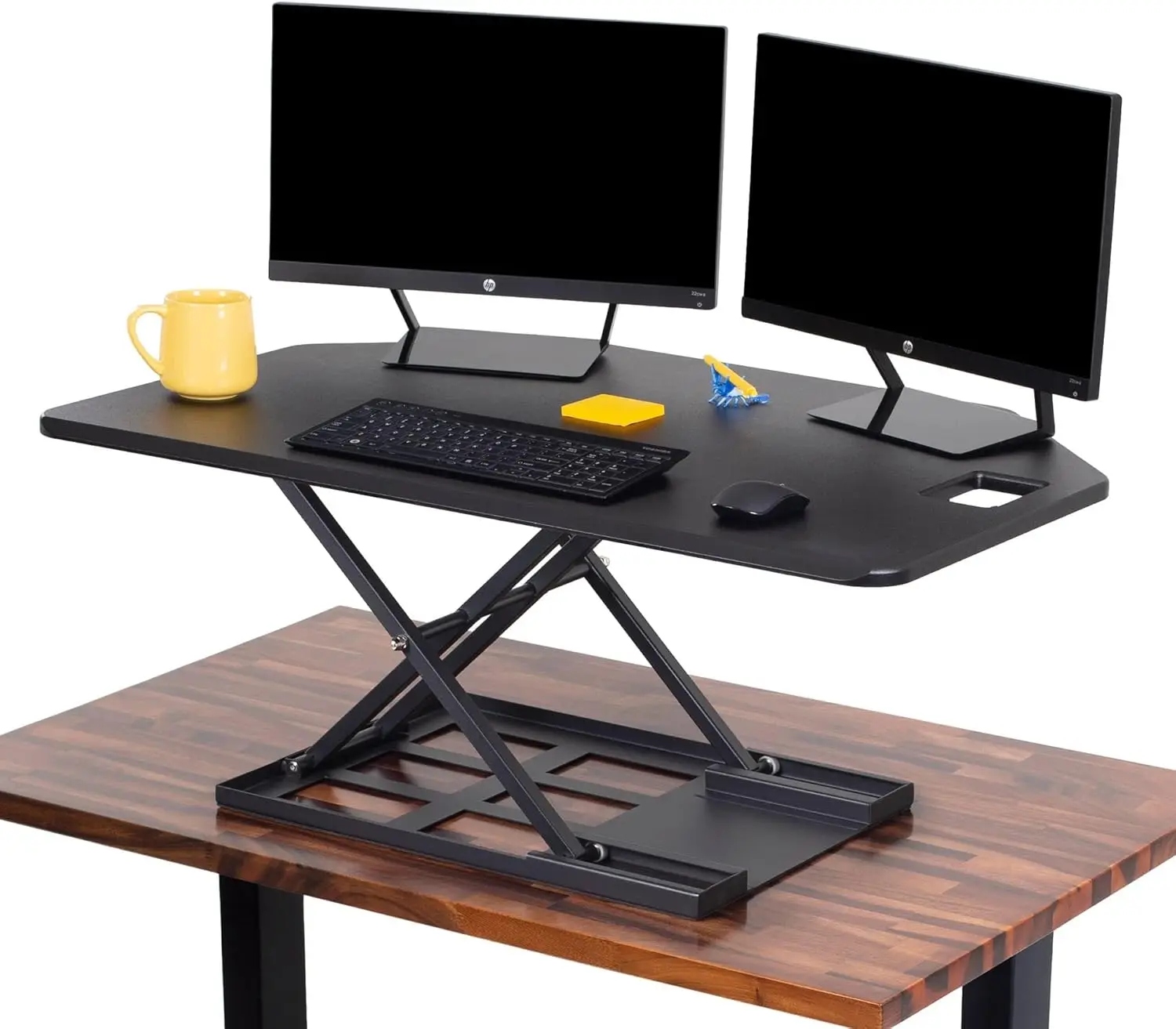 

X-Elite Pro 40" Corner Standing Desk Converter with Pneumatic Lift | Adjustable Sit to Stand Riser, L-Shaped Desks & Cubicles
