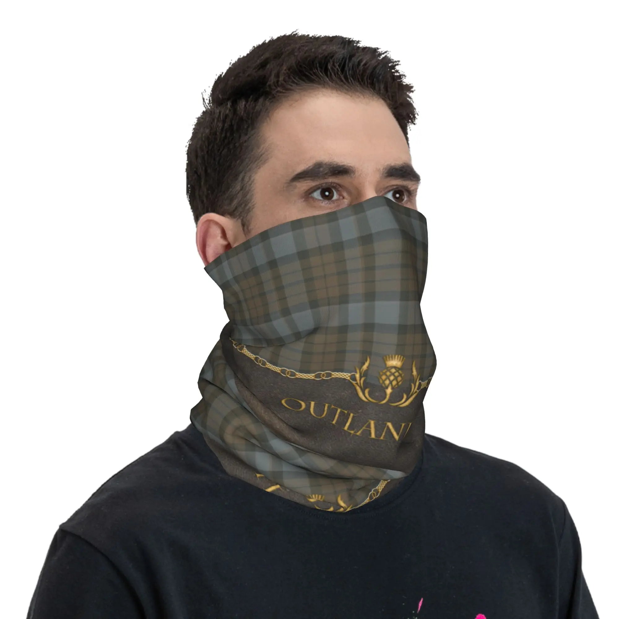 Sciarpa per il viso avvolgente antivento con motivo Bandana in pelle e tartan Outlander per scaldacollo con trama a quadri scozzese da sci