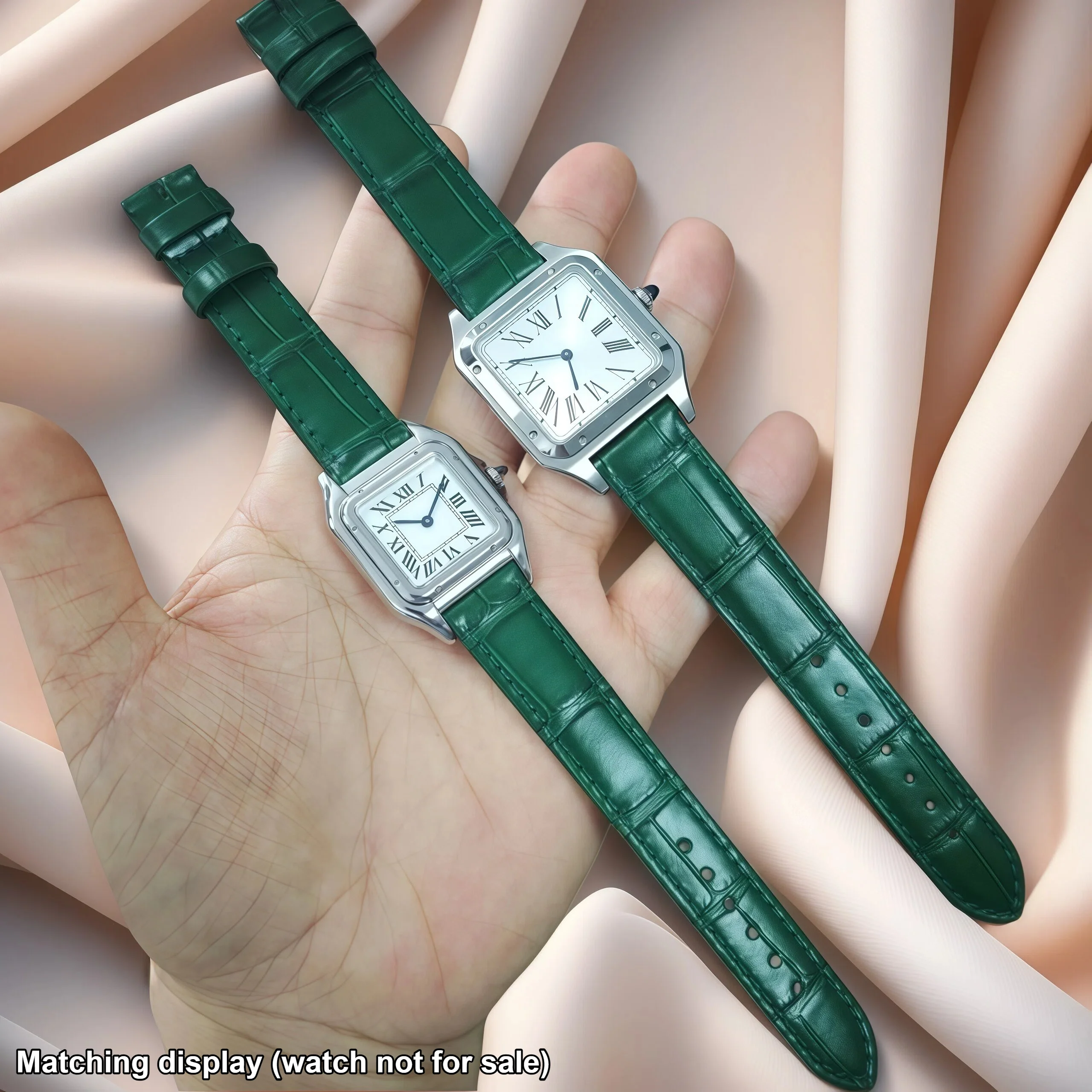 15 17 18 20mm Genuine Leather Watch Strap For Cartier Santos Dumont Tank London Men Women WatchBand Blue gray quick release band