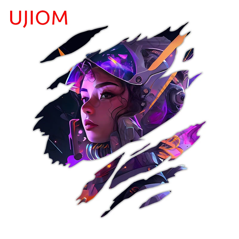 UJIOM 13cm Originality Futurism Anime Girl Tear Wall Stickers Refrigerator Computer Kid Room Decal Room Decoration Accessories