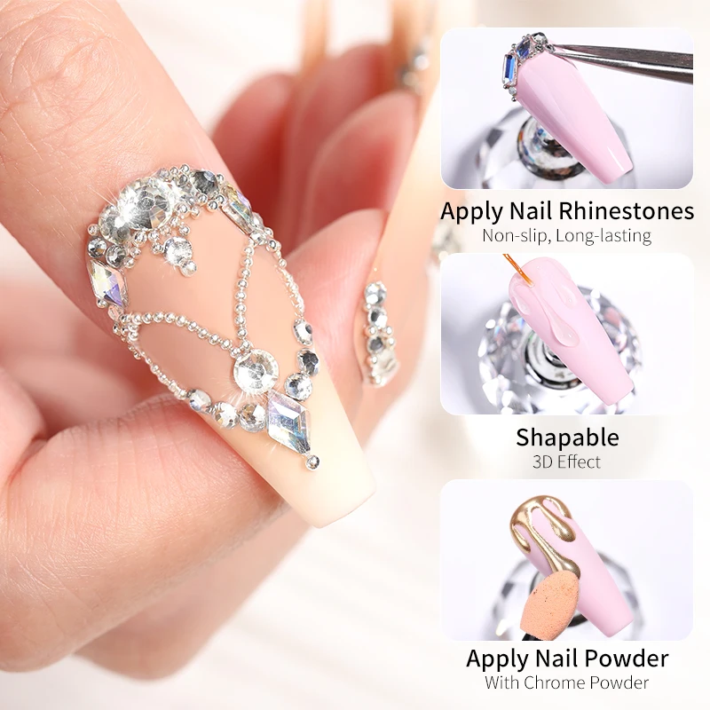 BORN PRETTY 1 Pc 250g No-Wipe Nail Glue Gel For Sticky Nail Art Rhinestone and Resin Gem Jewelry Adhesive Gel Apply Nail Powder