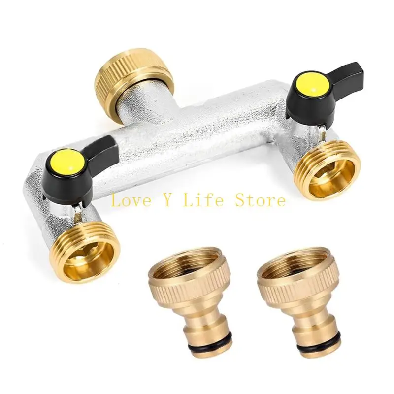 

L74C Portable Sturdy Brass Faucet Diverters with Double Water Flows Control for Outdoor Garden Irrigations Systems Use