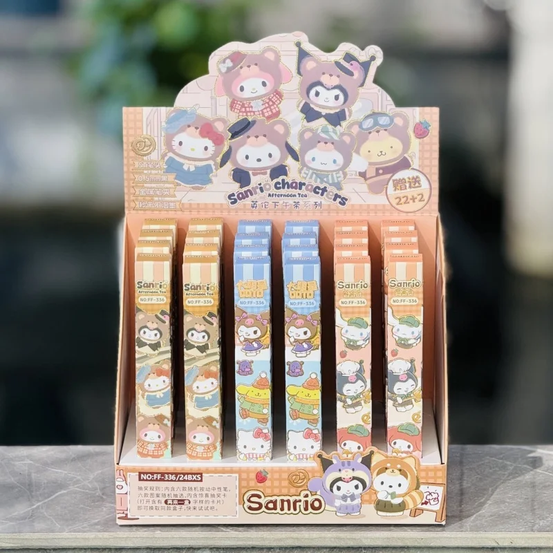 

24 шт./лот Sanrio Kuromi Melody Cinnamoroll пресс гелевая ручка милый помпонPurin 0,5 мм черный чернильный пресс ручки для подписи школьные принадлежности