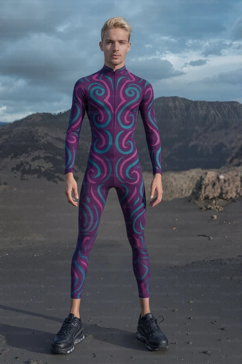 

Colorful illustration series tights long-sleeved jumpsuit Halloween festival suit carnival party jumpsuit role play costume