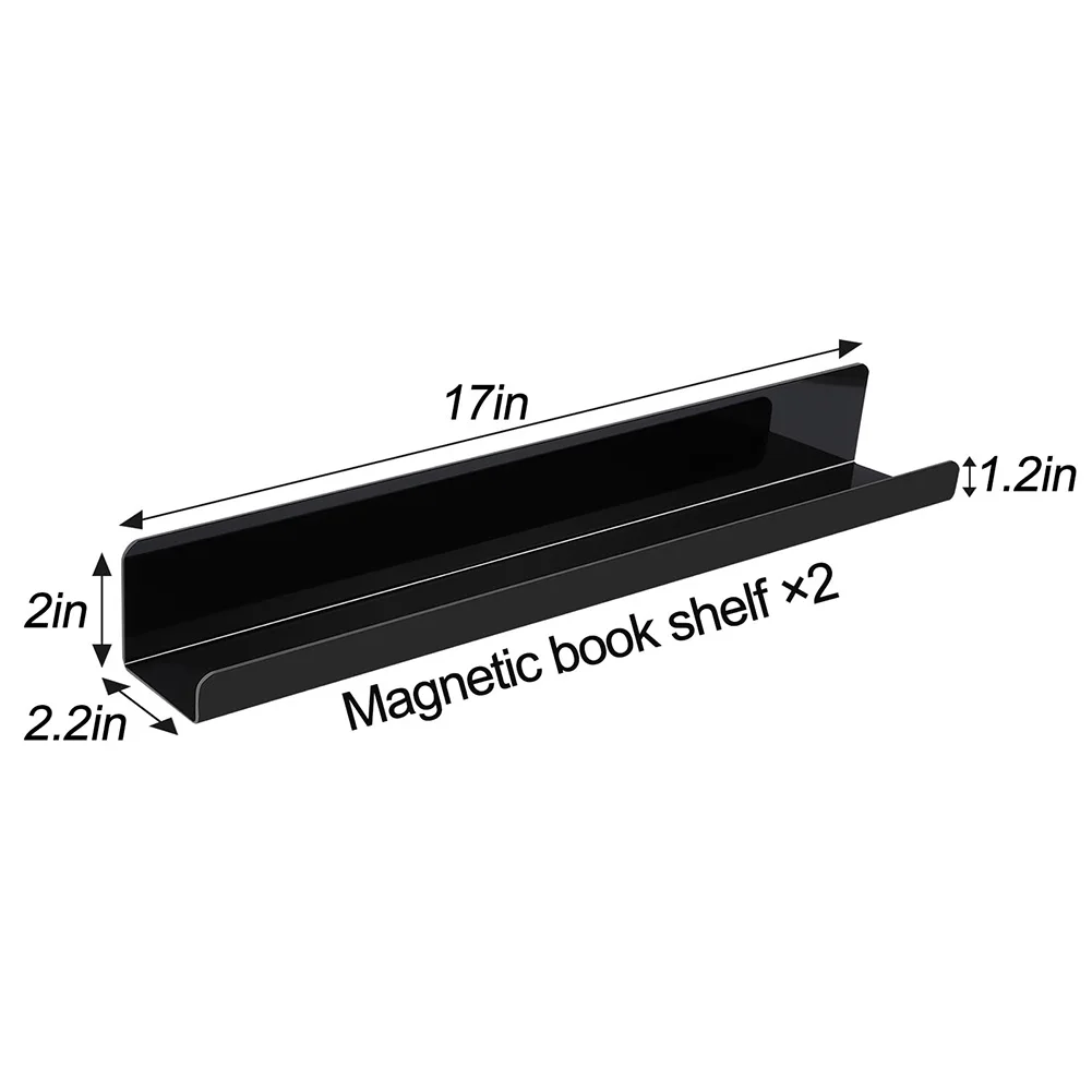 Strong Magnetic Acrylic Book Shelf with Pen Holder Set for Classroom Use and Home Office Organization Easy to Mount
