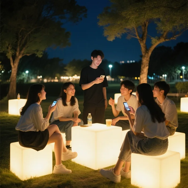 IP65 Waterproof LED Cube Table Chair RGB Ambient Lighting Rechargeable Luminous Furniture for Outdoor Wedding Pool Party Event