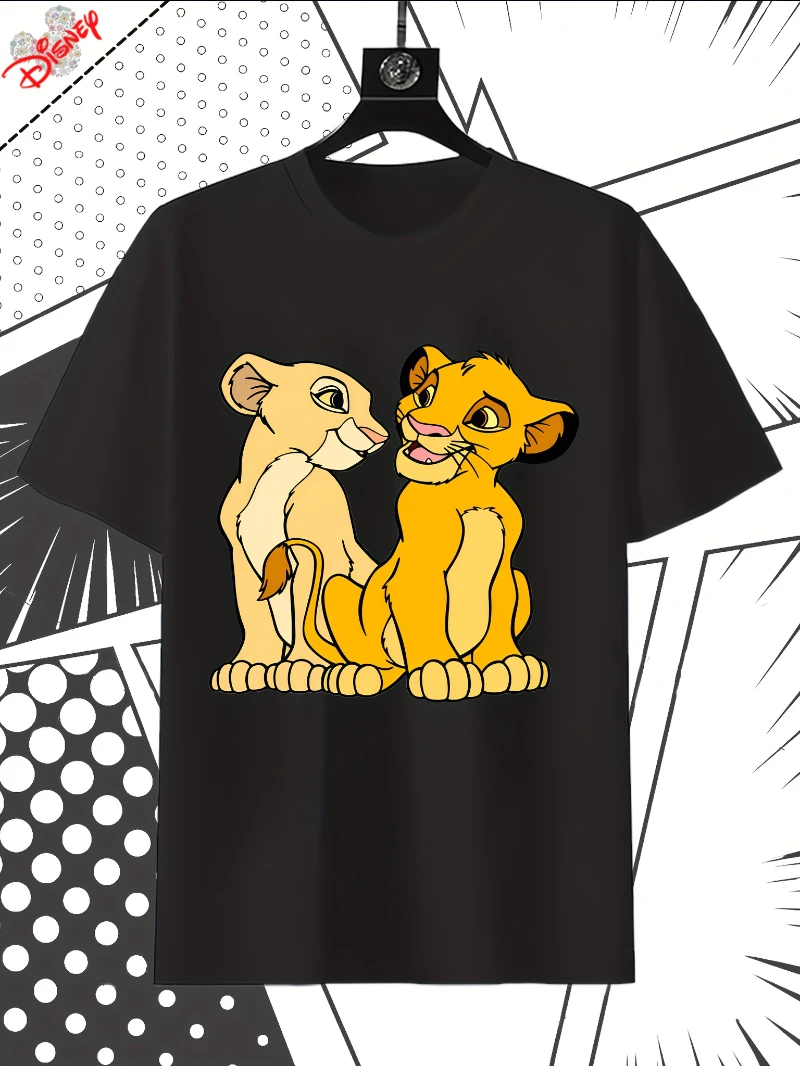 

Disney Simba & Nala Lion King Graphic T-Shirt Women Men Fashion Casual Summer Crew Neck Short Sleeve Sports Loose Top