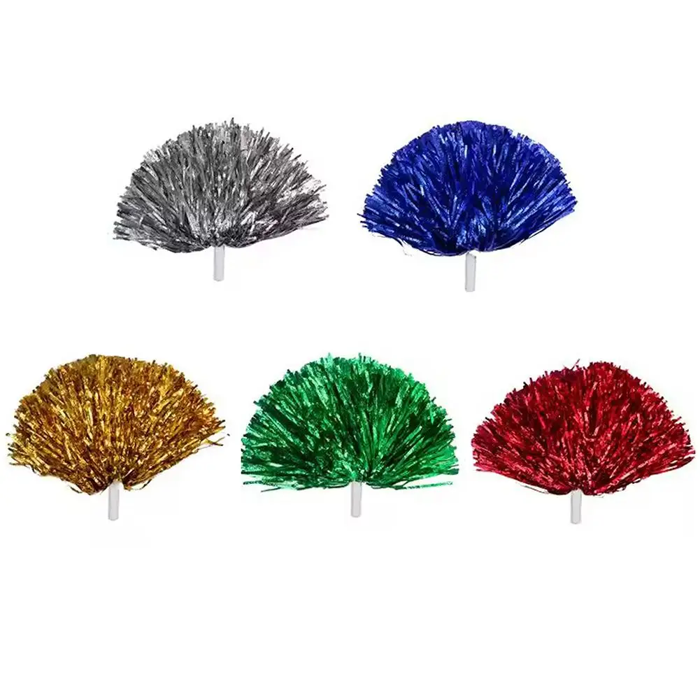 Cheerleading Pom Poms with Handle Cheer Balls Gold Yellow Pink Red Green Blue for Hand Dance Women Girl Kids Pompoms Accessories